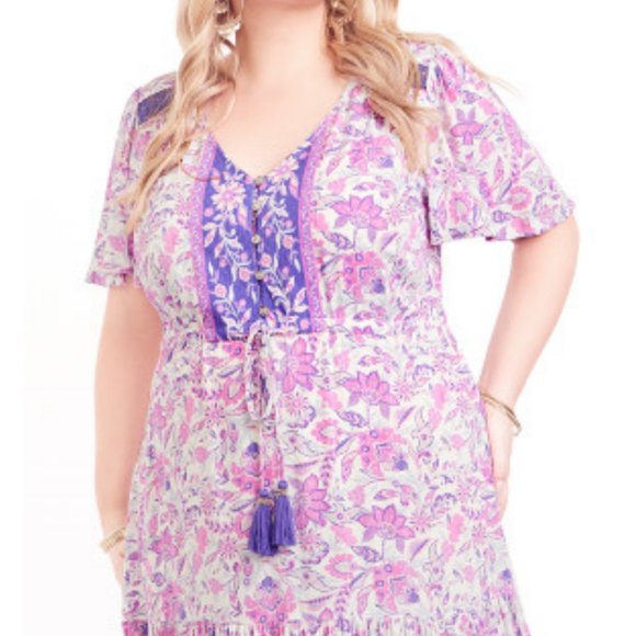 AVEOLOGY Salma Maxi Flutter Boho Dress 22/24 - Picture 3 of 15